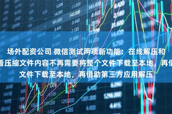 场外配资公司 微信测试两项新功能：在线解压和转账提醒功能，查看压缩文件内容不再需要将整个文件下载至本地，再借助第三方应用解压